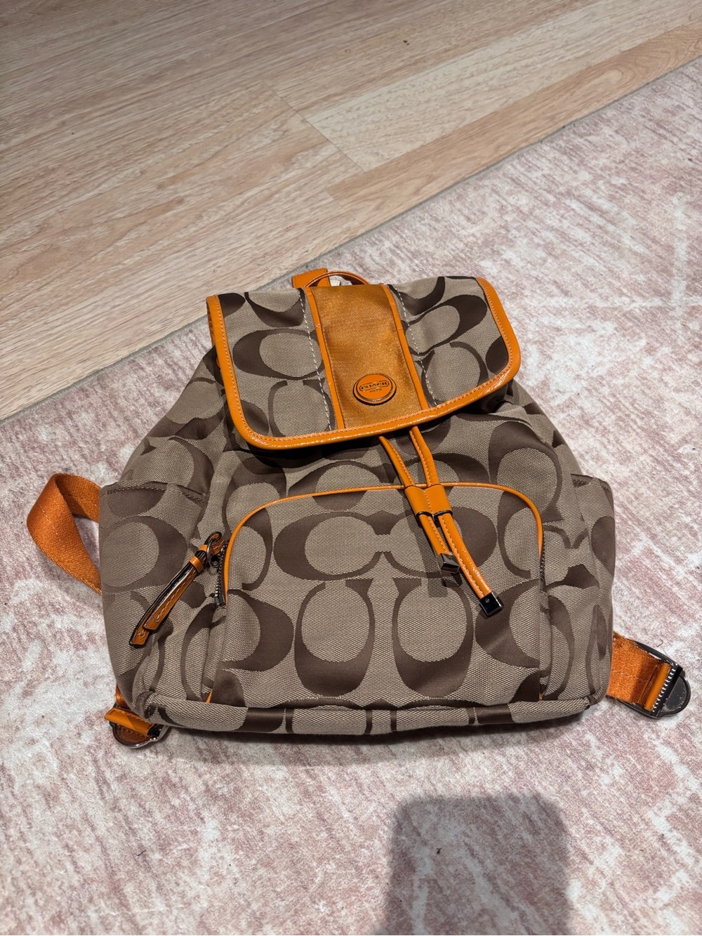 Coach Brown Signature Canvas Backpack